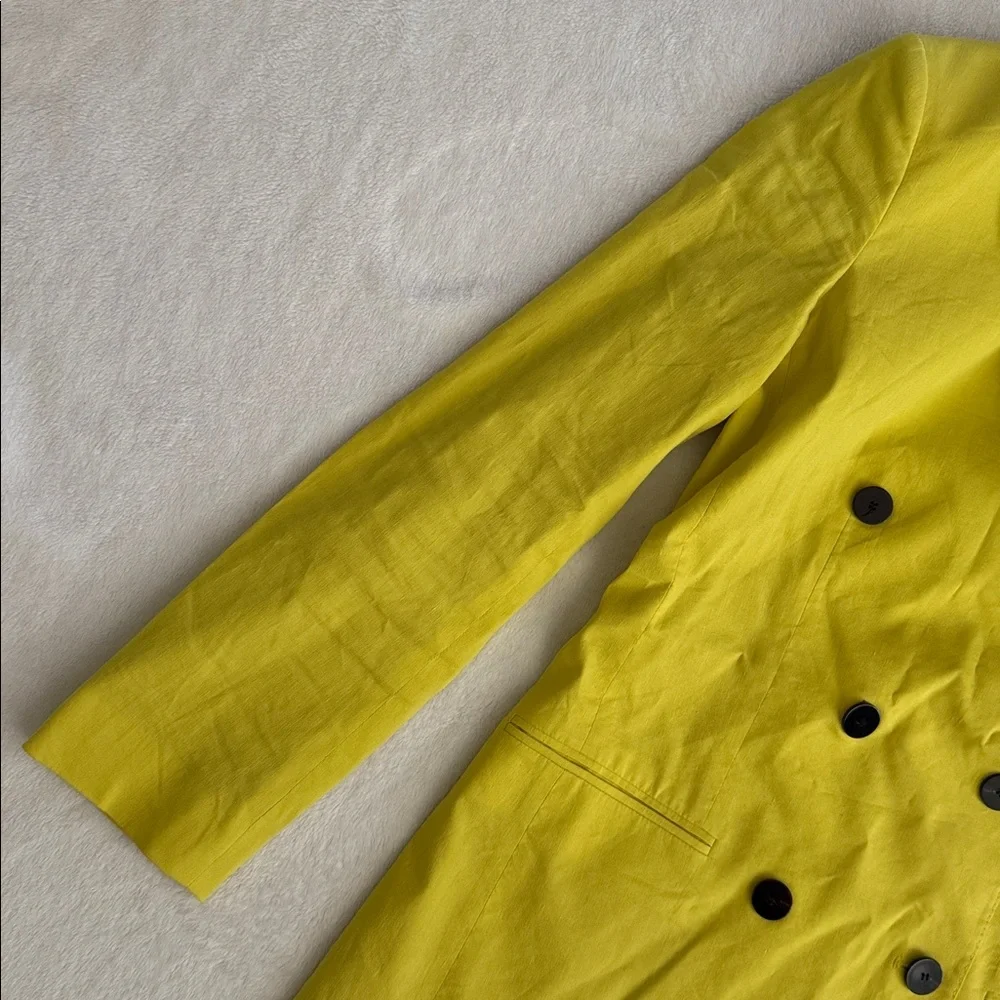 Theory | Linen Double Breasted Tailor Jacket Bright Lime Eco Crunch Wash $535 - Picture 6 of 16